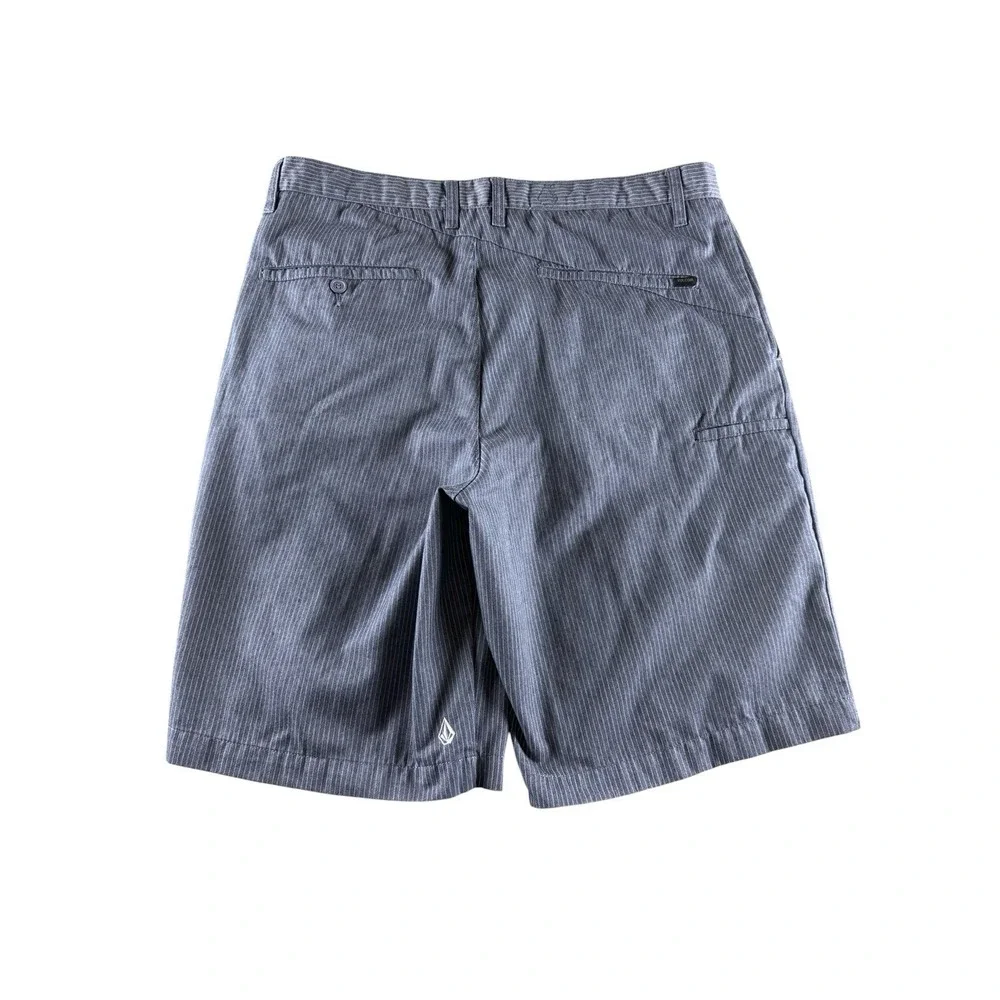 VOLCOM Frickin Stripe Shorts Mens 36 Gray Pinstripe Chino Hybrid Logo